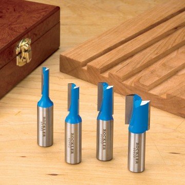 Sample straight router bits used for creating a mortise